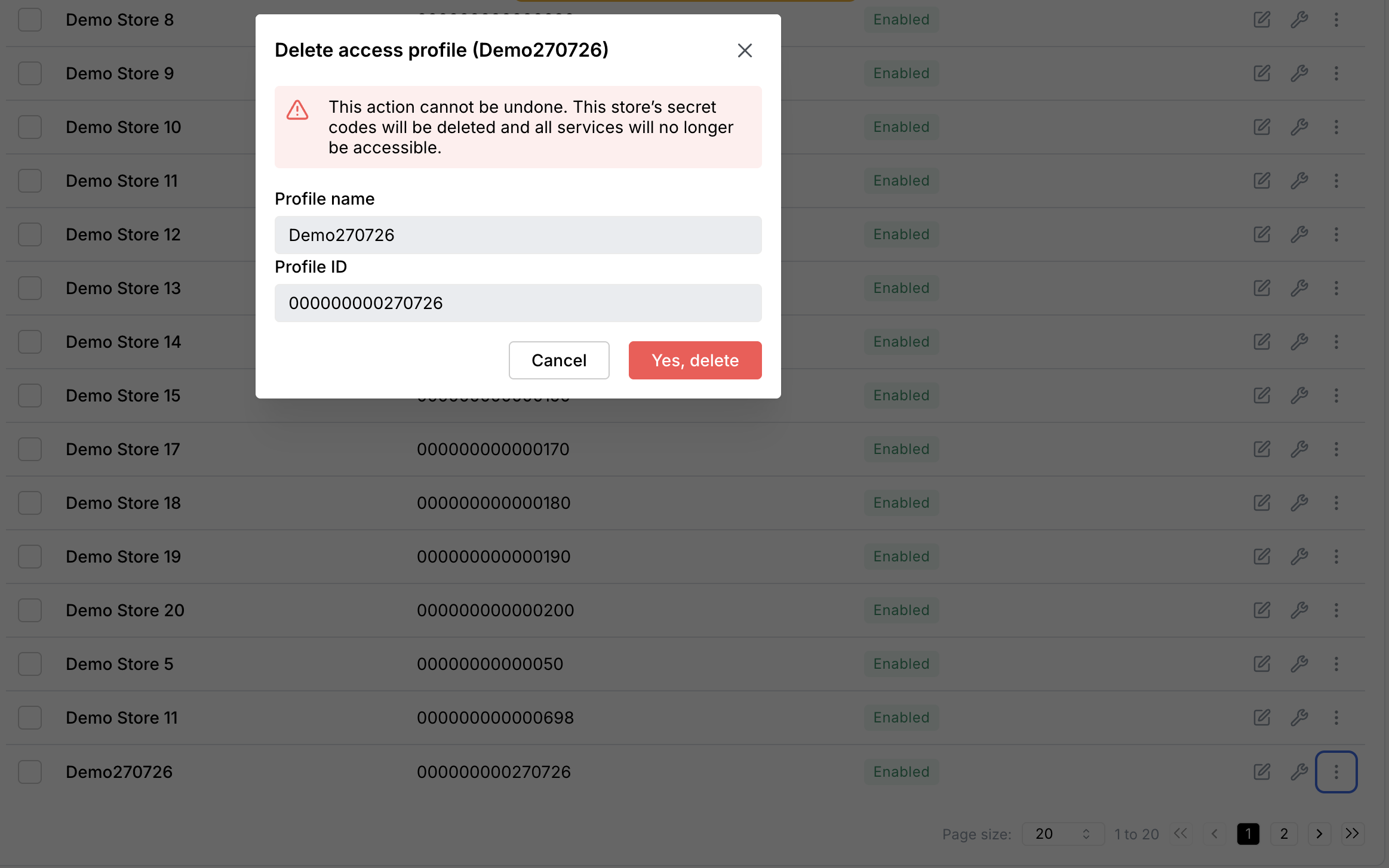 delete 2
